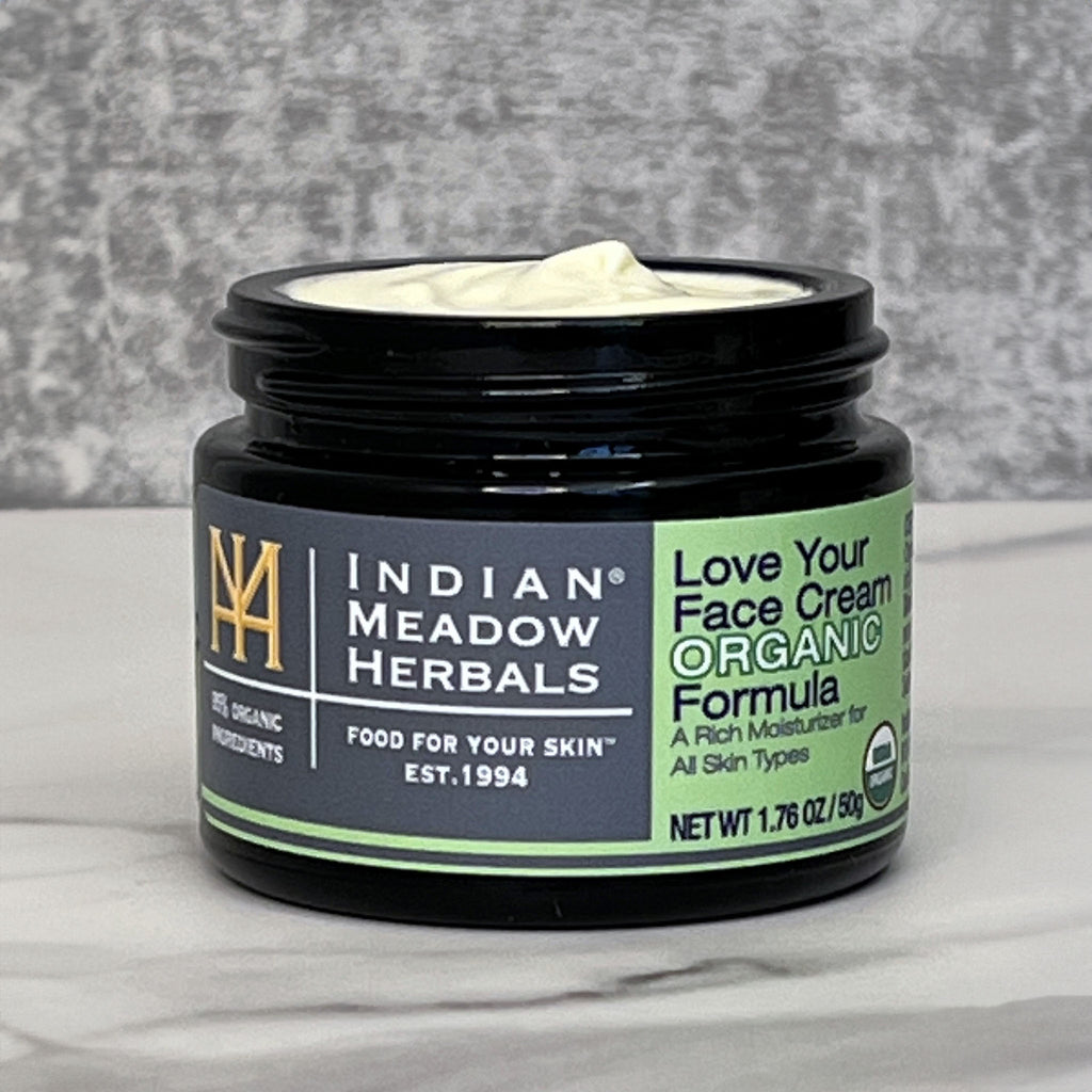 Open jar of Love Your Face Cream Organic Formula