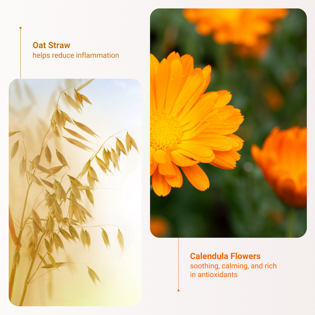 Oat Straw and Calendula Flowers are the ingredients that benefit the user most