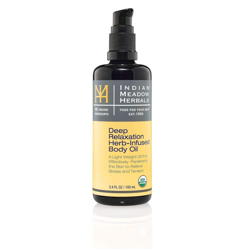 Bottle of 3.4 oz Deep Relaxation Herb-Infused Body Oil
