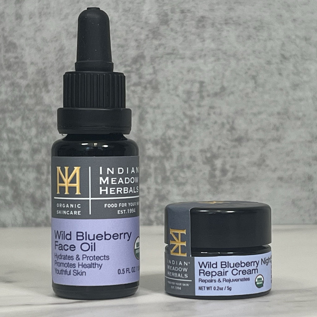 .5 oz Wild Blueberry Face Oil and trial size Wild Blueberry Night Repair Cream